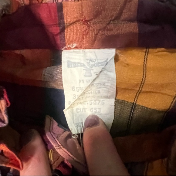 Vintage 70s Plaid Puff Sleeve Ruffle Bib Button down by Hocus Pocus - Picture 3 of 5